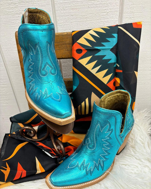 Ariat Women's Electric Calypso Metallic Blue Dixon Shortie Boots 10050873-Painted Cowgirl Western Store