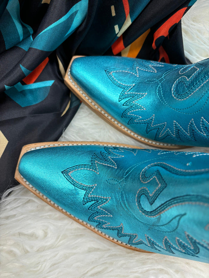 Ariat Women's Electric Calypso Metallic Blue Dixon Shortie Boots 10050873-Painted Cowgirl Western Store