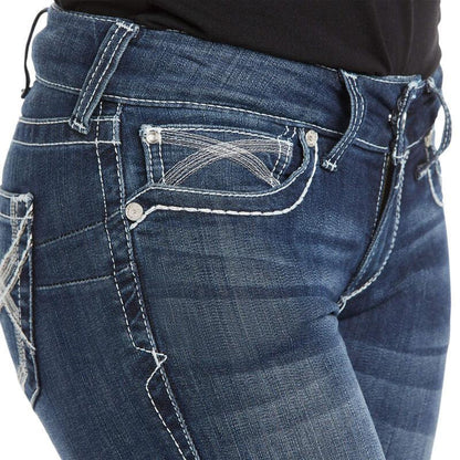 Ariat Women's REAL Mid Rise Stretch Stackable Straight Leg Jeans 10024300-Painted Cowgirl Western Store