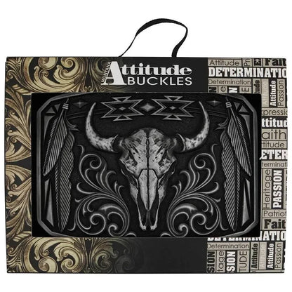 Attitude x Montana Silversmith Legend & Pride Silver Bull Belt Buckle A1037S-Painted Cowgirl Western Store