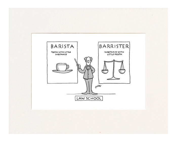 Barista vs Barrister Cartoon Print