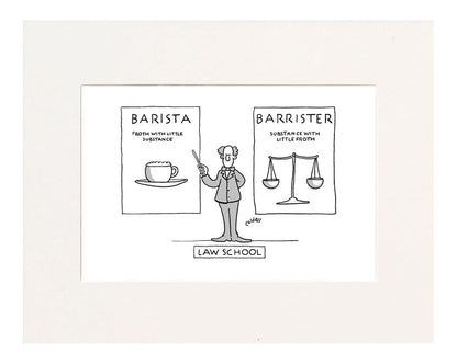 Barista vs Barrister Cartoon Print