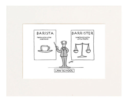Barista vs Barrister Cartoon Print