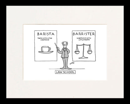 Barista vs Barrister Cartoon Print