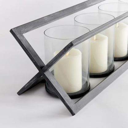 BAXTON AGED ZINC 5 PILLAR CANDLE HOLDER