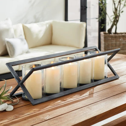 BAXTON AGED ZINC 5 PILLAR CANDLE HOLDER