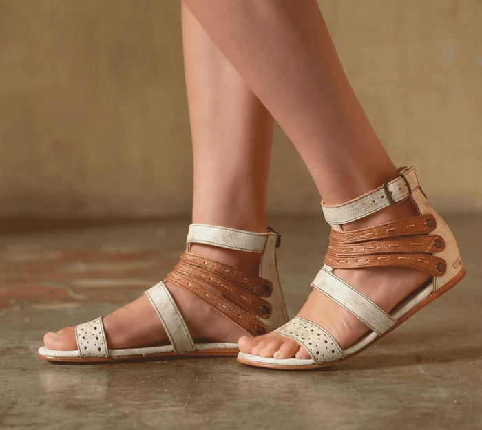 Bed Stu Women's Artemis in Nectar White & Tan Lux Leather Sandals F373025-NTTN