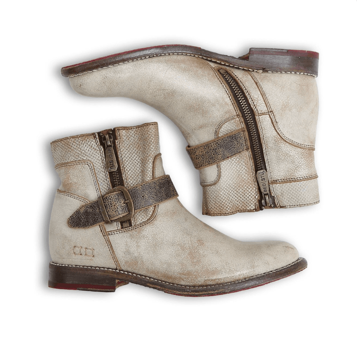 Bed Stu Women's Becca Nectar Lux Rustic White Leather Ankle Boots F321118 NTBK