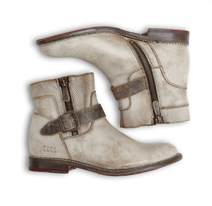 Bed Stu Women's Becca Nectar Lux Rustic White Leather Ankle Boots F321118 NTBK