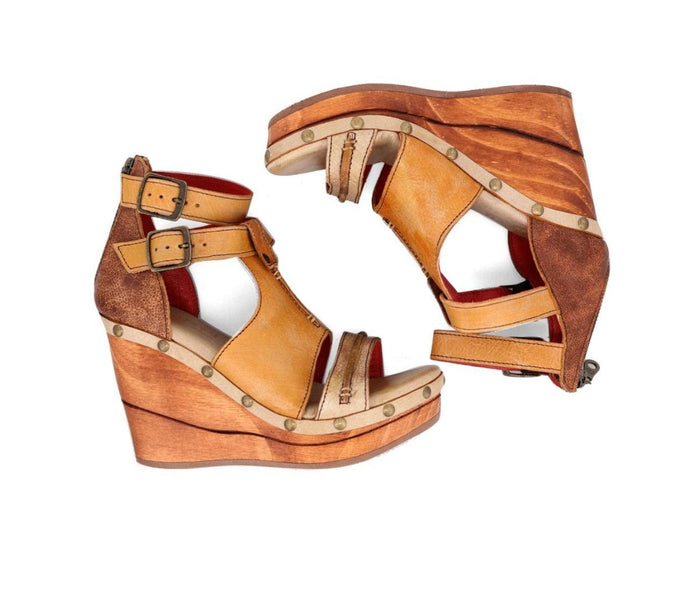 Bed Stu Women's Princess Cafe Latte Lux Leather Wedge Sandals F399029-Painted Cowgirl Western Store