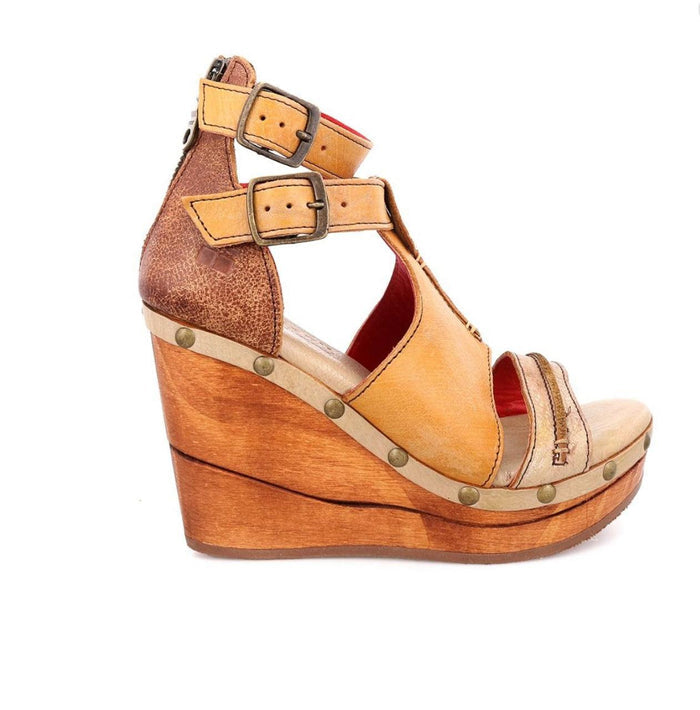 Bed Stu Women's Princess Cafe Latte Lux Leather Wedge Sandals F399029-Painted Cowgirl Western Store