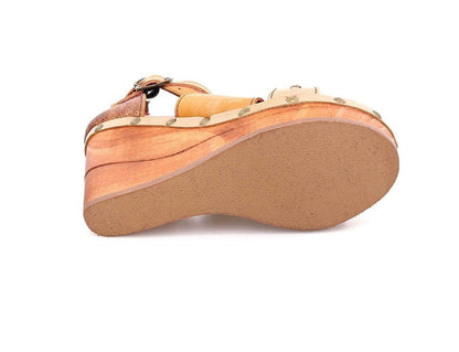 Bed Stu Women's Princess Cafe Latte Lux Leather Wedge Sandals F399029-Painted Cowgirl Western Store
