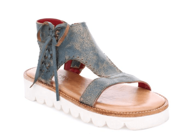 Bed Stu Women's Zoe II Dark Teal Lux Leather Wedge Sole Sandals F377186-DKTLLX