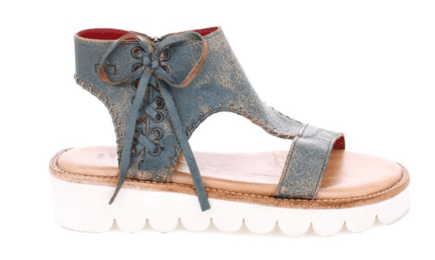 Bed Stu Women's Zoe II Dark Teal Lux Leather Wedge Sole Sandals F377186-DKTLLX