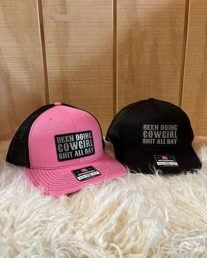 Been Doing Cowgirl S*** Trucker Snap Back Ball Cap PNKBLK  BLKBLK-Painted Cowgirl Western Store