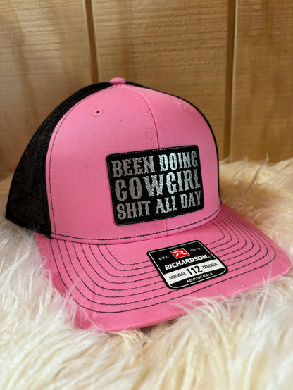 Been Doing Cowgirl S*** Trucker Snap Back Ball Cap PNKBLK  BLKBLK-Painted Cowgirl Western Store
