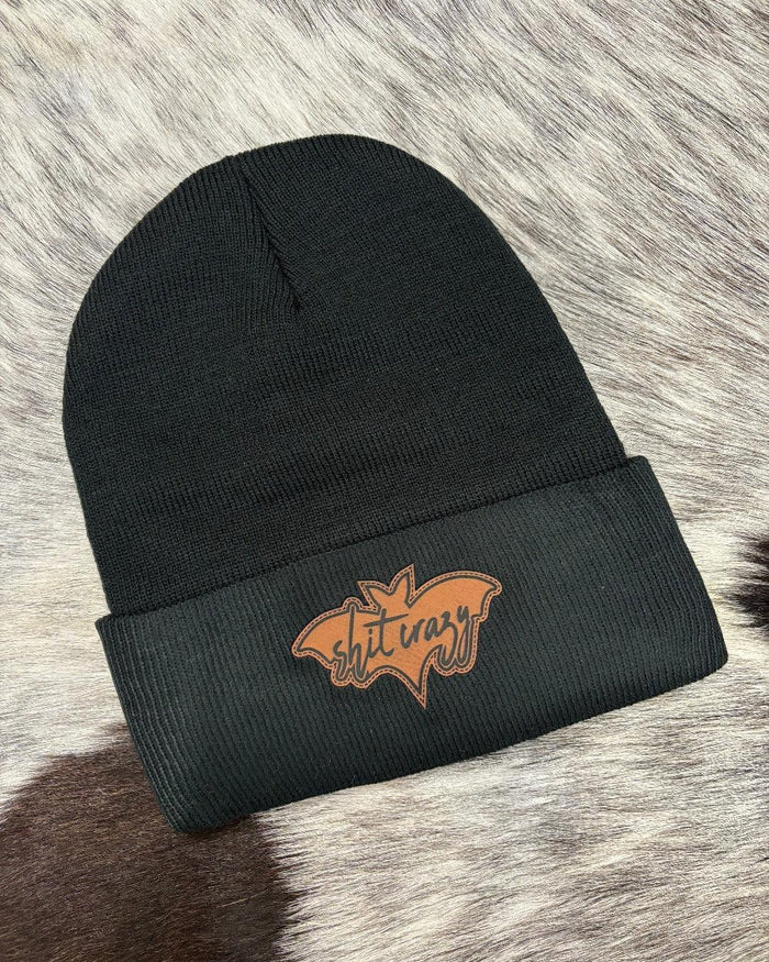 Black Bat S*** Crazy Logo Beanie BLKCH-Painted Cowgirl Western Store