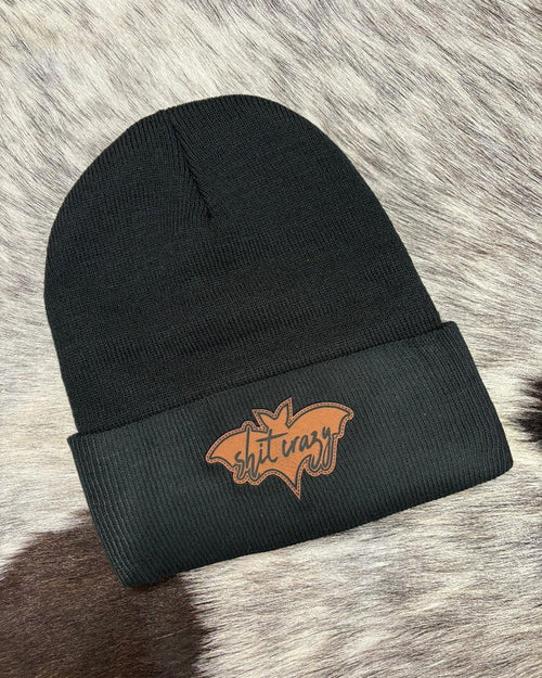 Black Bat S*** Crazy Logo Beanie BLKCH-Painted Cowgirl Western Store