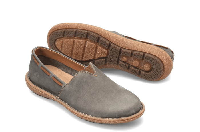 Born Women's Naya Grey Soft Hand-Finished Nubuck Leather Slip On Shoe BR0027822