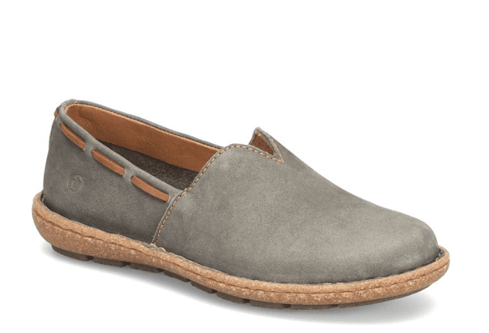Born Women's Naya Grey Soft Hand-Finished Nubuck Leather Slip On Shoe BR0027822