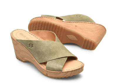 Born Women's Nora Kiwi Green Suede Clog Sandals BR0036129-GRN