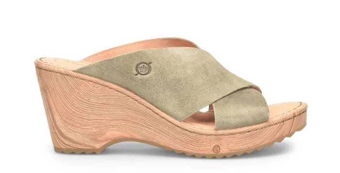 Born Women's Nora Kiwi Green Suede Clog Sandals BR0036129-GRN