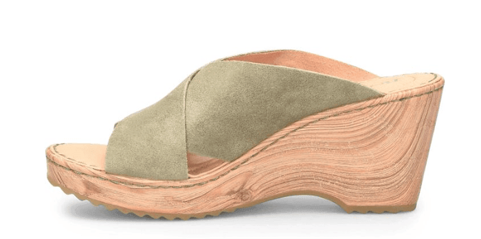 Born Women's Nora Kiwi Green Suede Clog Sandals BR0036129-GRN