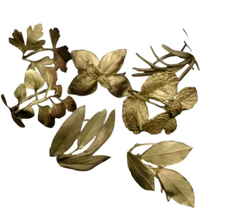 BRASS HERB NAPKIN RINGS, SET OF 8