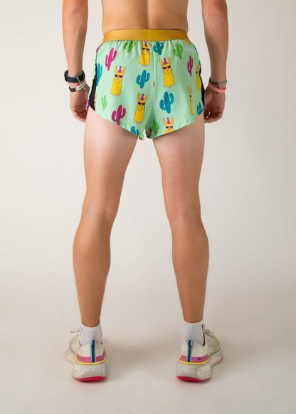 Men's Green Llamas 2" Split Shorts