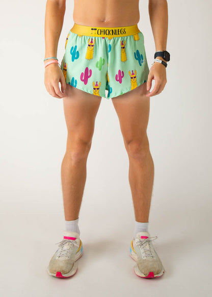 Men's Green Llamas 2" Split Shorts