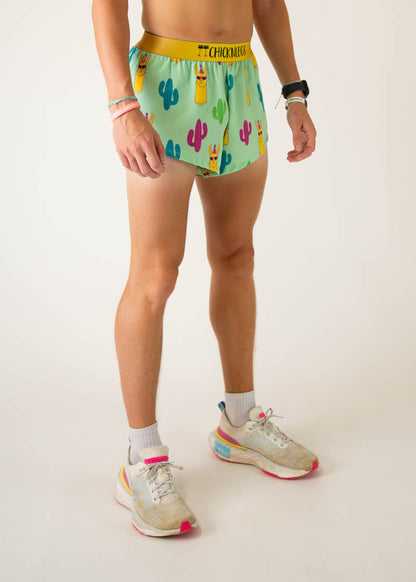 Men's Green Llamas 2" Split Shorts