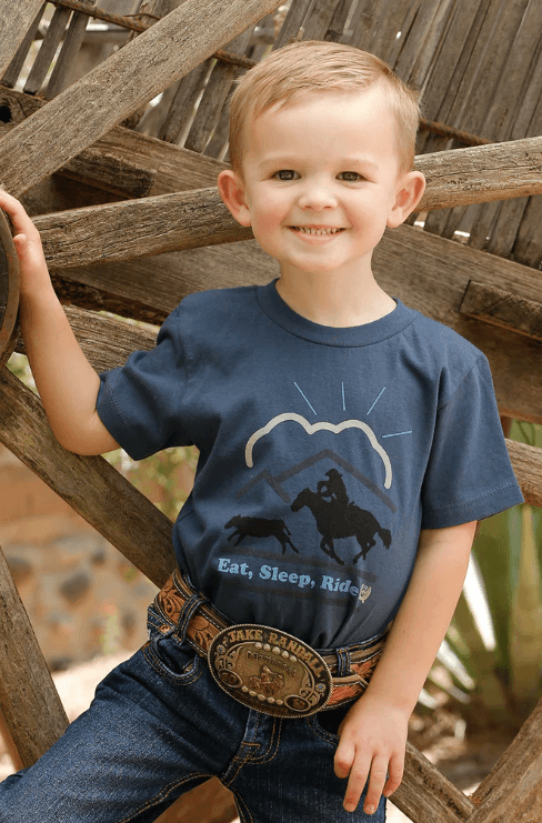 Cinch Boy's Toddler "Eat, Sleep, Ride" Blue Graphic Tee MTT7671080