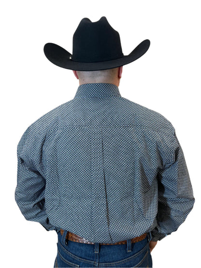Cinch Men's Blue Geo Print Button Long Sleeve Western Shirt MTW1105516