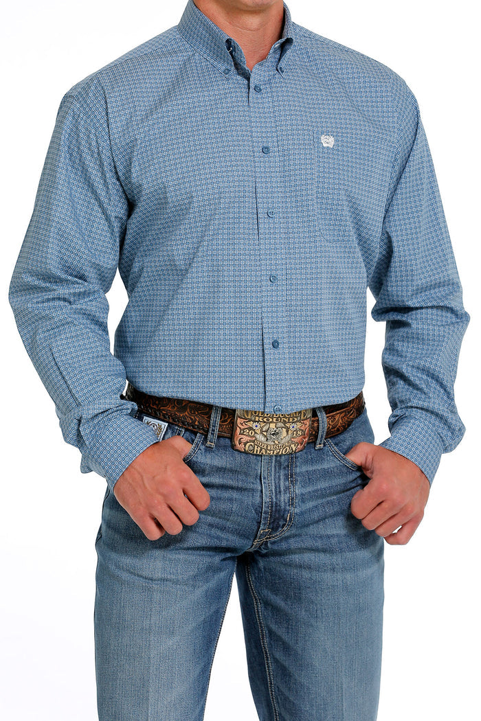 Cinch Men's Blue Geo Print Button Long Sleeve Western Shirt MTW1105629 MTW105629X