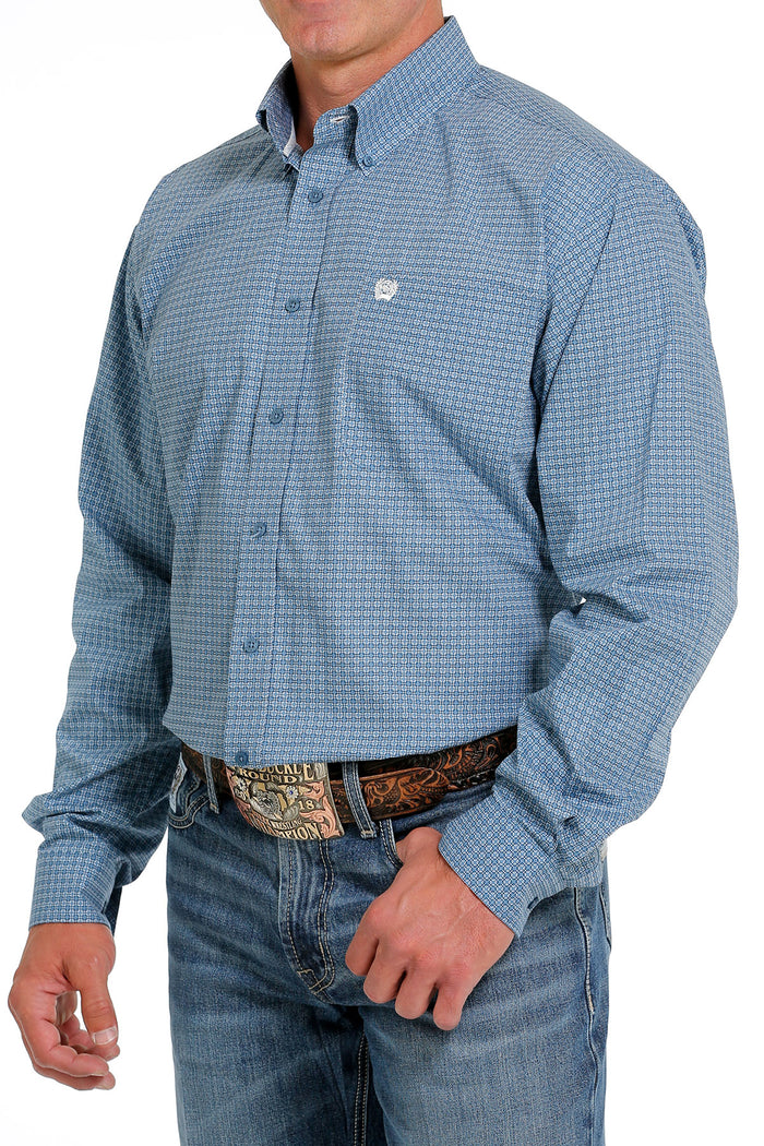 Cinch Men's Blue Geo Print Button Long Sleeve Western Shirt MTW1105629 MTW105629X