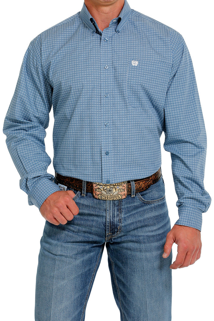 Cinch Men's Blue Geo Print Button Long Sleeve Western Shirt MTW1105629 MTW105629X