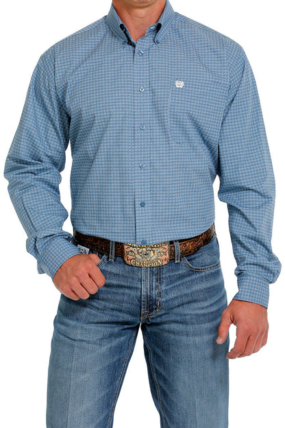 Cinch Men's Blue Geo Print Button Long Sleeve Western Shirt MTW1105629 MTW105629X