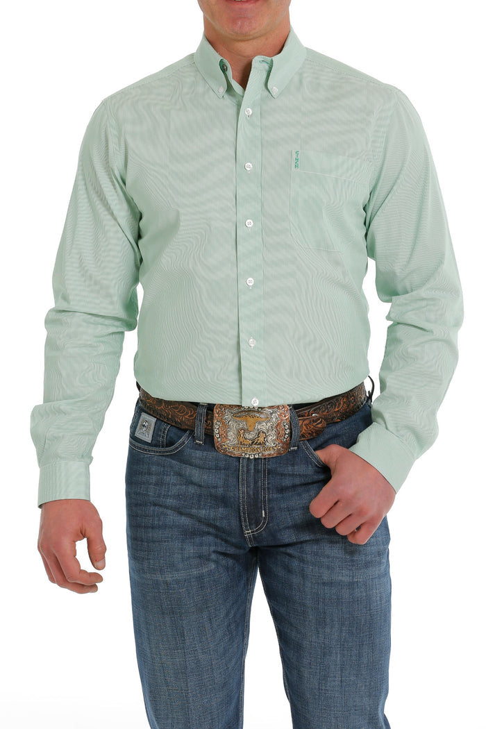 Cinch Men's Green Stripe Button Long Sleeve Western Shirt MTW1347071