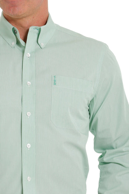 Cinch Men's Green Stripe Button Long Sleeve Western Shirt MTW1347071