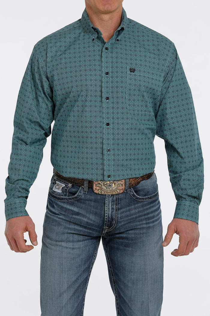 Cinch Men's Teal Classic Fit Button Long Sleeve Western Shirt MTW1105365-Painted Cowgirl Western Store
