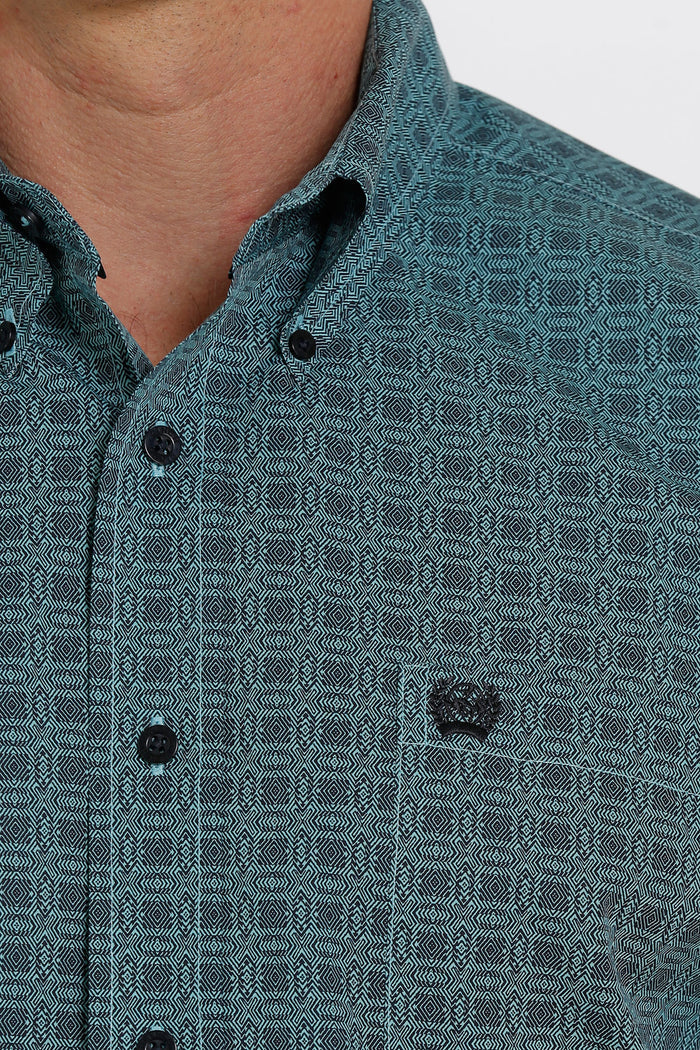 Cinch Men's Teal Classic Fit Button Long Sleeve Western Shirt MTW1105365-Painted Cowgirl Western Store
