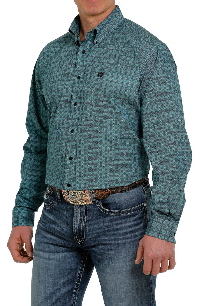 Cinch Men's Teal Classic Fit Button Long Sleeve Western Shirt MTW1105365-Painted Cowgirl Western Store