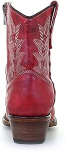 Circle G Women's Red w/White Embroidery Cowgirl Ankle Boots L5704-Painted Cowgirl Western Store