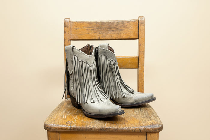 Circle G Women's Sand Fringed Snip Toe Ankle Boots L6071-Painted Cowgirl Western Store
