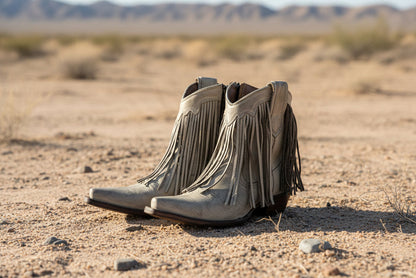 Circle G Women's Sand Fringed Snip Toe Ankle Boots L6071-Painted Cowgirl Western Store