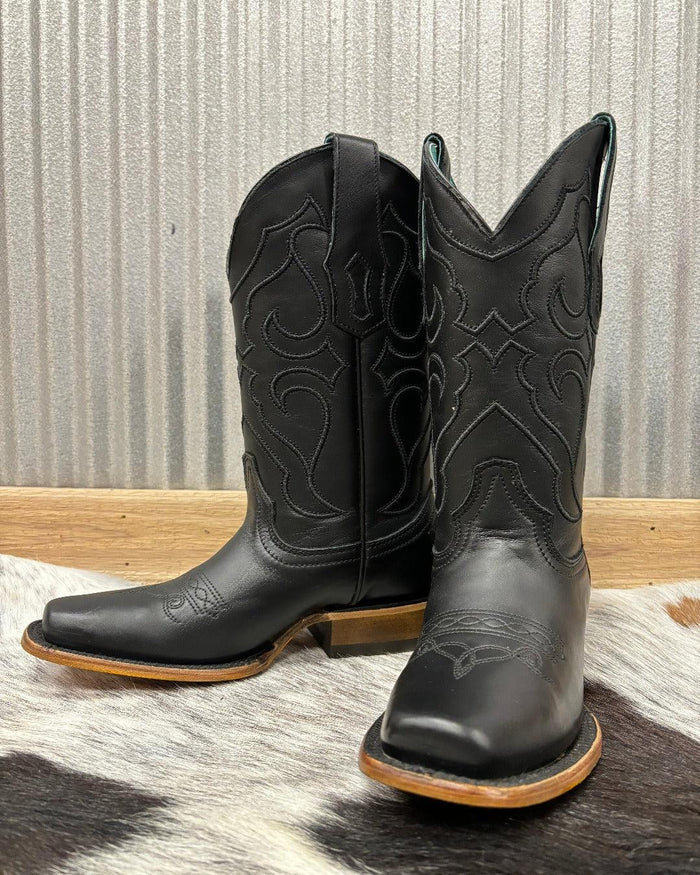 Corral Women's Black Leather Embroidered Square Toe Cowgirl Boots Z5167-Painted Cowgirl Western Store