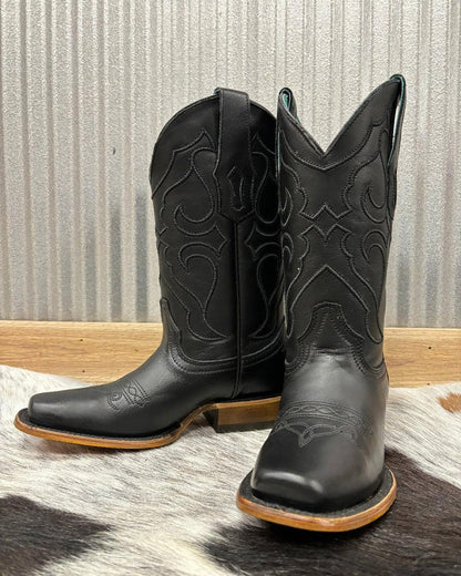 Corral Women's Black Leather Embroidered Square Toe Cowgirl Boots Z5167-Painted Cowgirl Western Store