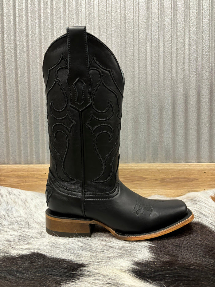 Corral Women's Black Leather Embroidered Square Toe Cowgirl Boots Z5167-Painted Cowgirl Western Store