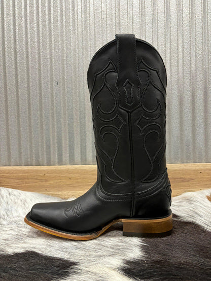 Corral Women's Black Leather Embroidered Square Toe Cowgirl Boots Z5167-Painted Cowgirl Western Store