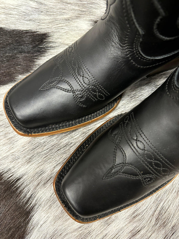 Corral Women's Black Leather Embroidered Square Toe Cowgirl Boots Z5167-Painted Cowgirl Western Store